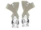 Tommaso Design™ Oval 6x4mm Genuine White Topaz Earrings