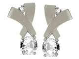 Tommaso Design™ Round 5mm Genuine White Topaz and Diamond Earrings