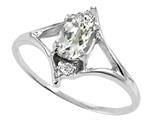 Tommaso Design™ Oval 6x4 mm Genuine White Topaz and Diamond Ring