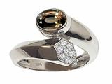 Tommaso Design™ Oval 7x5mm Genuine Smoky Quartz and Diamond Ring