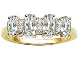 Tommaso Design™ Oval 5x3mm Genuine 4 Stone White Topaz and Diamond Ring