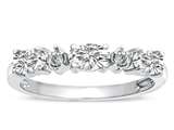 Tommaso Design™ Oval 5x3mm Genuine 3 Stone White Topaz and Diamond Ring