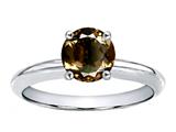 Tommaso Design™ Round 7mm Genuine Smoky Quartz Solitaire Engagement Ring