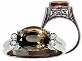 Tommaso Design™ Oval 10x8 mm Genuine Smoky Quartz And Diamond Ring