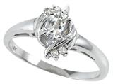 Tommaso Design™ Oval 5x3 mm Genuine White Topaz and Diamond Ring