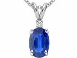 Tommaso Design™ Oval 7x5mm Genuine Sapphire And Diamond Pendant