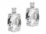 Tommaso Design™ Oval 8x6 mm Genuine White Topaz And Diamond Earrings