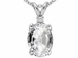Tommaso Design™ Oval 9x7 mm Genuine White Topaz And Diamond Pendant