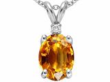 Tommaso Design™ Oval 9x7 mm Genuine Citrine And Diamond Pendant