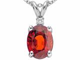 Tommaso Design™ Oval 9x7 mm Genuine Garnet And Diamond Pendant
