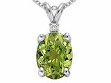 Tommaso Design™ Oval 9x7 mm Genuine Peridot And Diamond Pendant