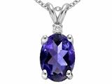 Tommaso Design™ Oval 9x7 mm Genuine Iolite And Diamond Pendant