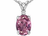 Tommaso Design™ Oval 8x6 mm Genuine Pink Tourmaline And Diamond Pendant