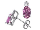 Tommaso Design™ Genuine Oval Pink Sapphire and Diamond Earrings