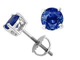 Tommaso Design™ Round 5mm Genuine Sapphire Screw Back Earring Studs