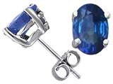 Tommaso Design™ Oval 7x5mm Genuine Sapphire Earring Studs