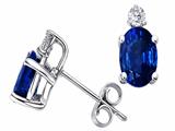 Tommaso Design™ Oval 6x4 mm Genuine Sapphire And Diamond Earring Studs