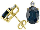 Tommaso Design™ Genuine Oval 7x5mm Sapphire and Diamonds Earrings Studs