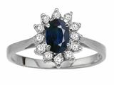 Tommaso Design™ Princess Diana Style Genuine Sapphire and Diamond Ring