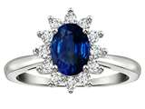 Tommaso Design™ Lady Diana Style Genuine Sapphire and Diamond Ring
