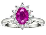 Tommaso Design™ Oval 7x5 mm Genuine Pink Tourmaline And Diamond Ring
