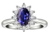 Tommaso Design™ Oval 7x5 mm Genuine Iolite And Diamond Ring