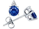 Tommaso Design™ Round 5mm Genuine Sapphire and Diamond Earrings
