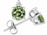 Tommaso Design™ Round 5 mm Simulated Green Sapphire and Diamond Earring Studs