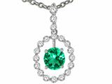 Tommaso Design™ Round 5 mm Genuine Emerald and Dimaond Pendant
