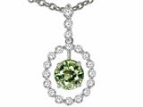 Tommaso Design™ Round 5 mm Genuine Green Sapphire and Diamond Pendant