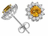Tommaso Design™ Round 5mm Genuine Yellow Sapphire And Diamond Earrings