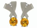 Tommaso Design™ Round 5mm Genuine Yellow Sapphire and Diamond Earrings