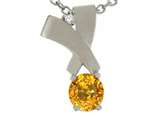 Tommaso Design™ Round 5 mm Genuine Yellow Sapphire and Diamond Pendant