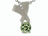 Tommaso Design™ Round 5 mm Genuine Green Sapphire and Diamond Pendant