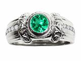 Tommaso Design™ Genuine Emerald and Diamond Ring