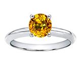 Tommaso Design™ Round 5mm Genuine Yellow Sapphire Solitaire Engagement Ring