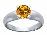 Tommaso Design™ Round 5mm Genuine Yellow Sapphire Ring