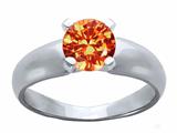 Tommaso Design™ Round 5mm Genuine Orange Sapphire Ring