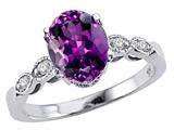 Tommaso Design™ Oval 9x7 Genuine Amethyst and Diamond Ring