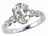 Tommaso Design™ 9x7 Genuine White Topaz and Diamond Ring