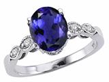 Tommaso Design™ Oval 9x7mm Genuine Iolite and Diamond Ring