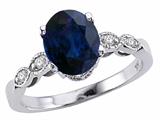 Tommaso Design™ Genuine 9x7 Sapphire and Diamond Ring