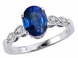 Tommaso Design™ Genuine 8x6 Oval Sapphire and Diamond Ring