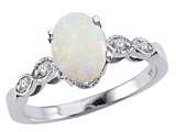 Tommaso Design™ Genuine 8x6 Opal and Diamond Ring