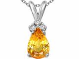 Tommaso Design™ Genuine Yellow Orange Sapphire and Diamond Pendant