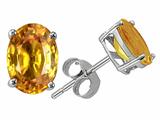 Tommaso Design™ Oval 7x5 mm Genuine Orange Sapphire Earring Studs