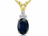 Tommaso Design™ Genuine Oval Sapphire and Diamond Pendant