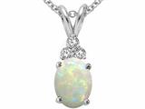 Tommaso Design™ Genuine Opal Oval 8x6 and Diamond Pendant