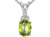 Tommaso Design™ Genuine Peridot and Diamond Pendant