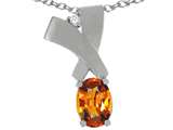 Tommaso Design™ Oval 7x5mm Genuine Orange Sapphire Pendant